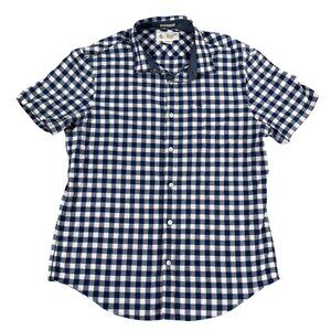 Original Penguin Heritage Slim Fit Womens Blue Check Button Down Shirt Sz Large